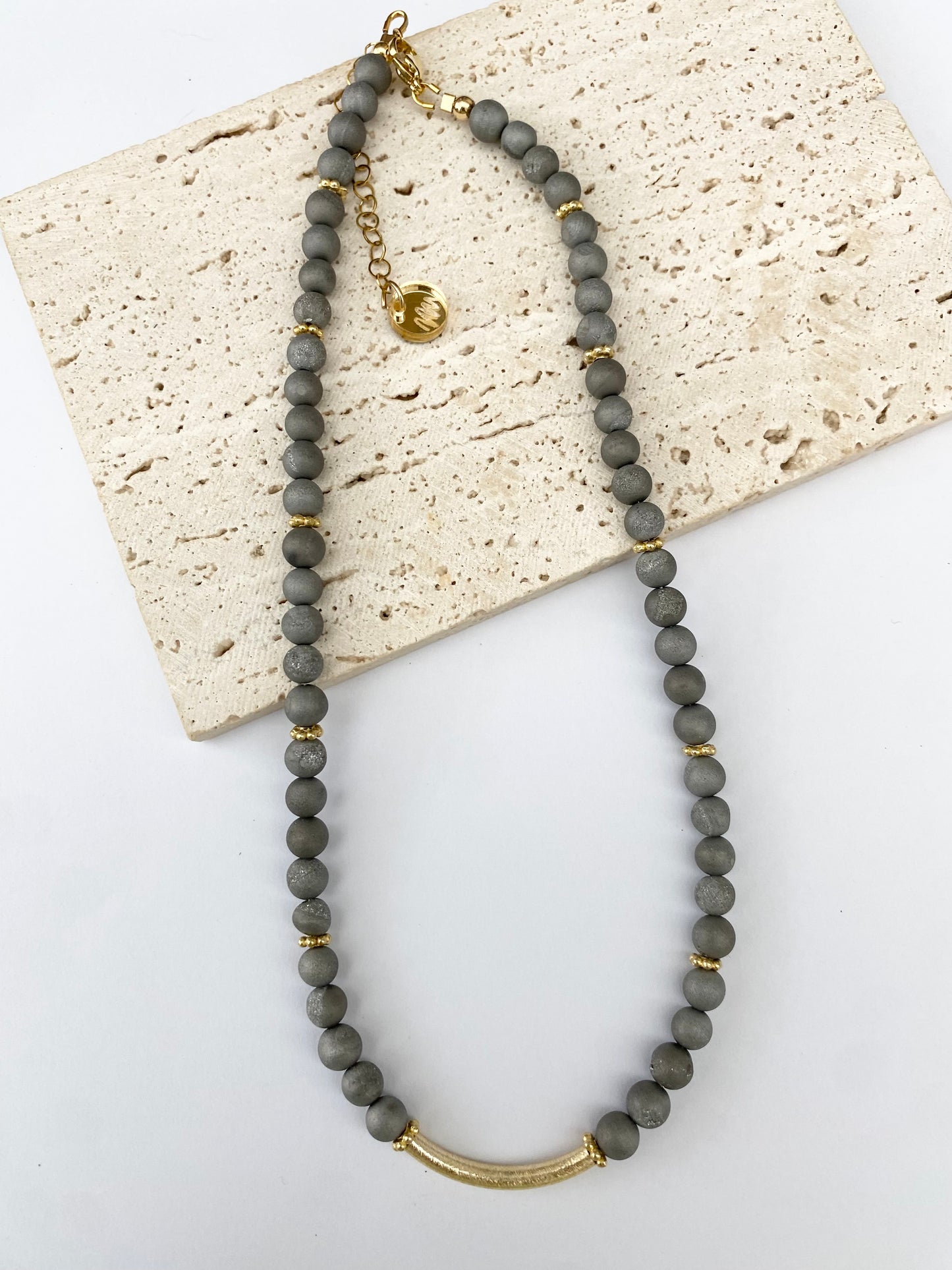 Silver Mix Druzy Quartz Necklace