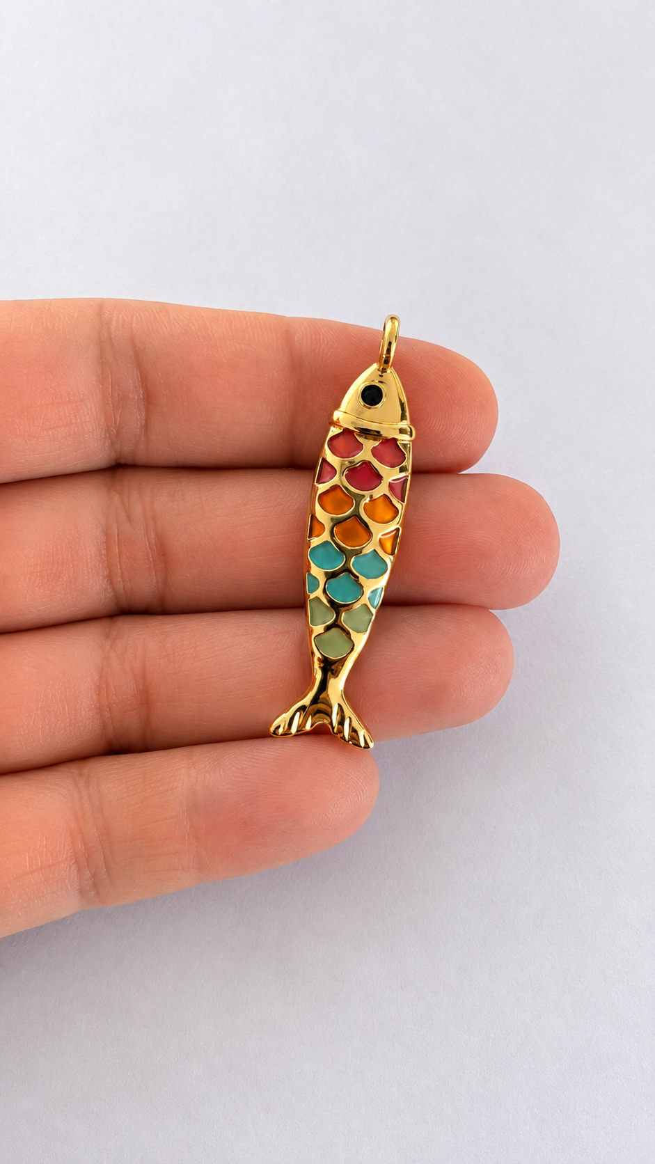 Enameled Loop Fish Pendant