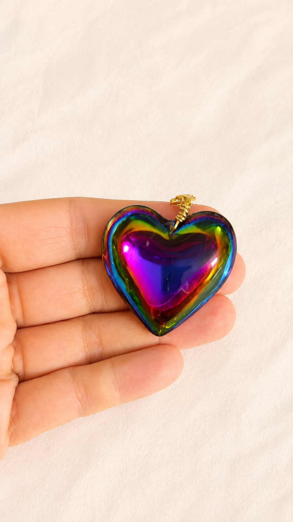Aurora Borealis Black Heart Pendant