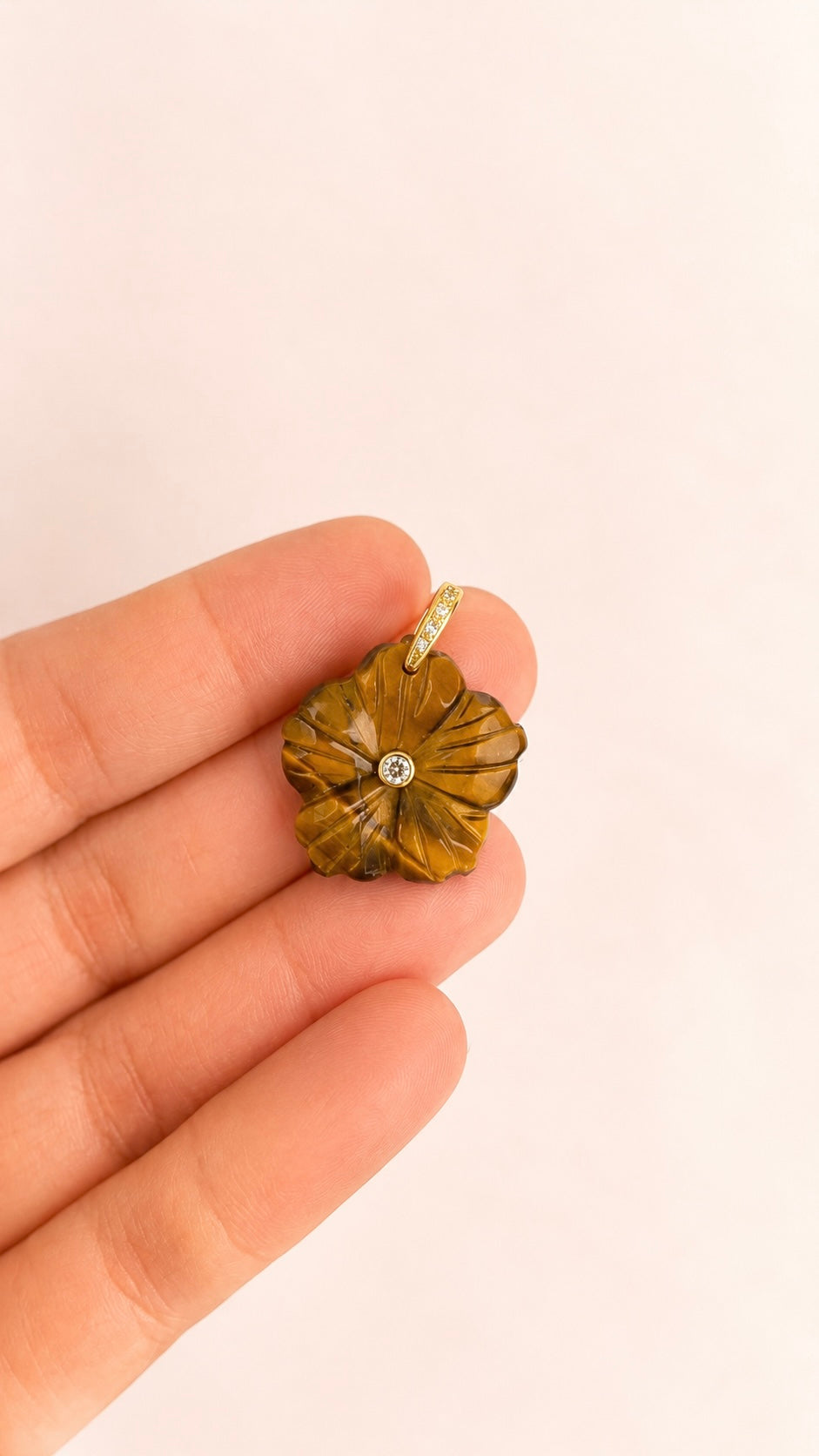 Tiger Eye Flower Pendant