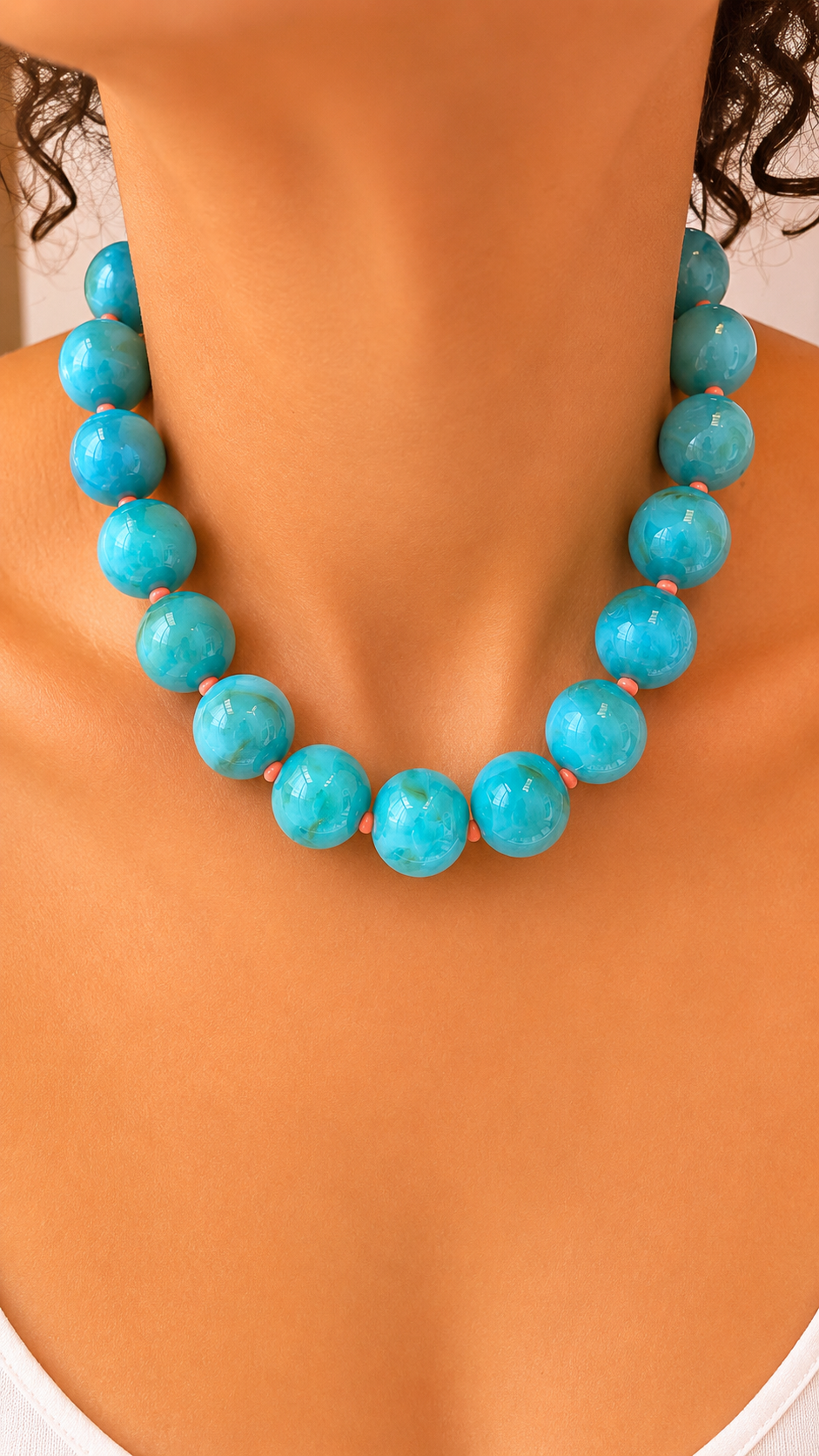 Gum Ball Necklace -20mm- Marbled Turquoise