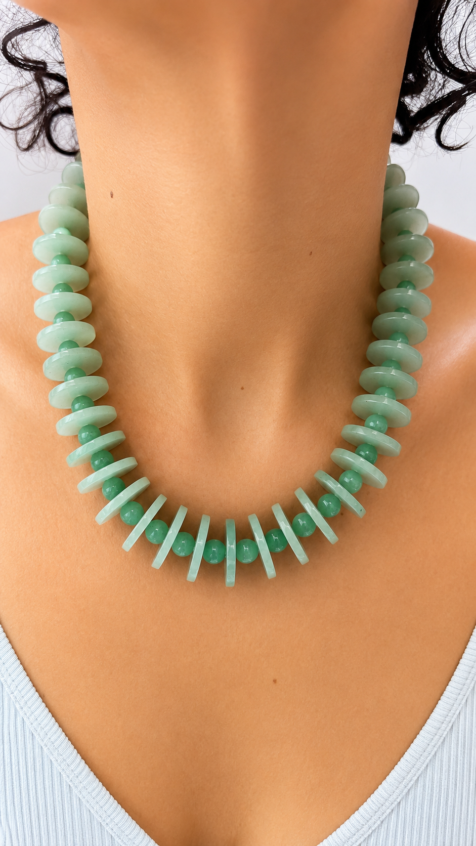 Green Aventurine Disc Necklace