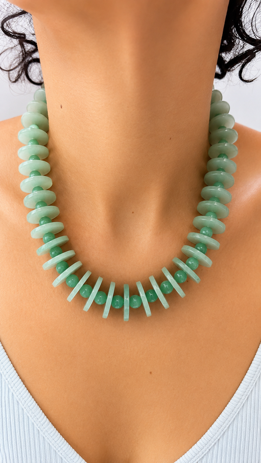 Green Aventurine Disc Necklace