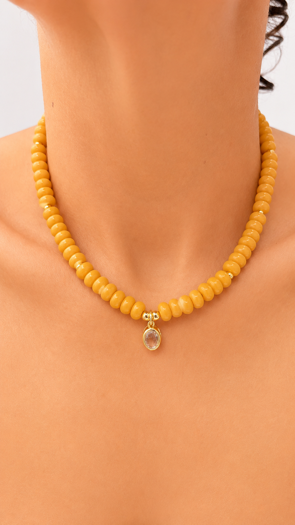 Angie Bezel Necklace - Pumpkin