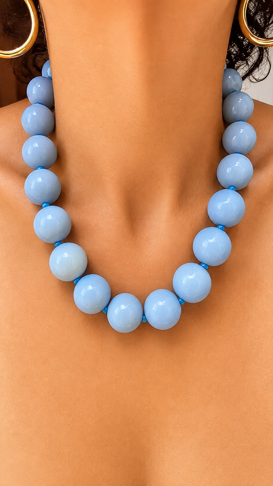 Gum Ball Necklace - Sky Blue with Blue