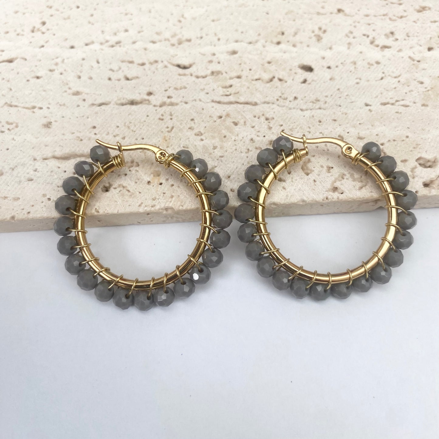 Crystal Beaded Hoops