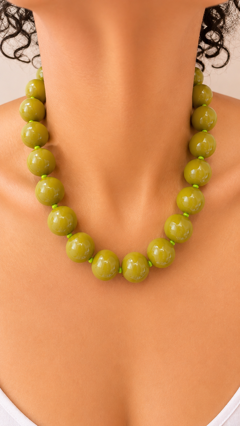 Gum Ball Necklace - Olivine