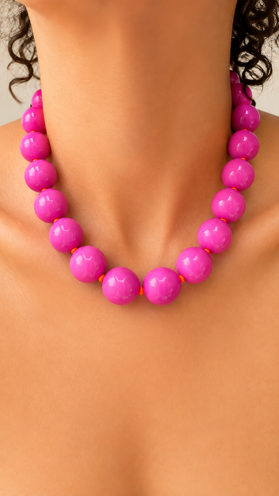 Gum Ball Necklace - Fucsia & Orange