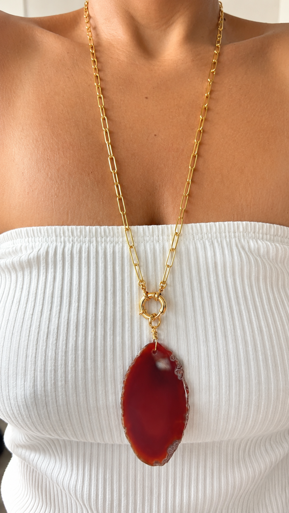 Agate Slab Pendant Chain