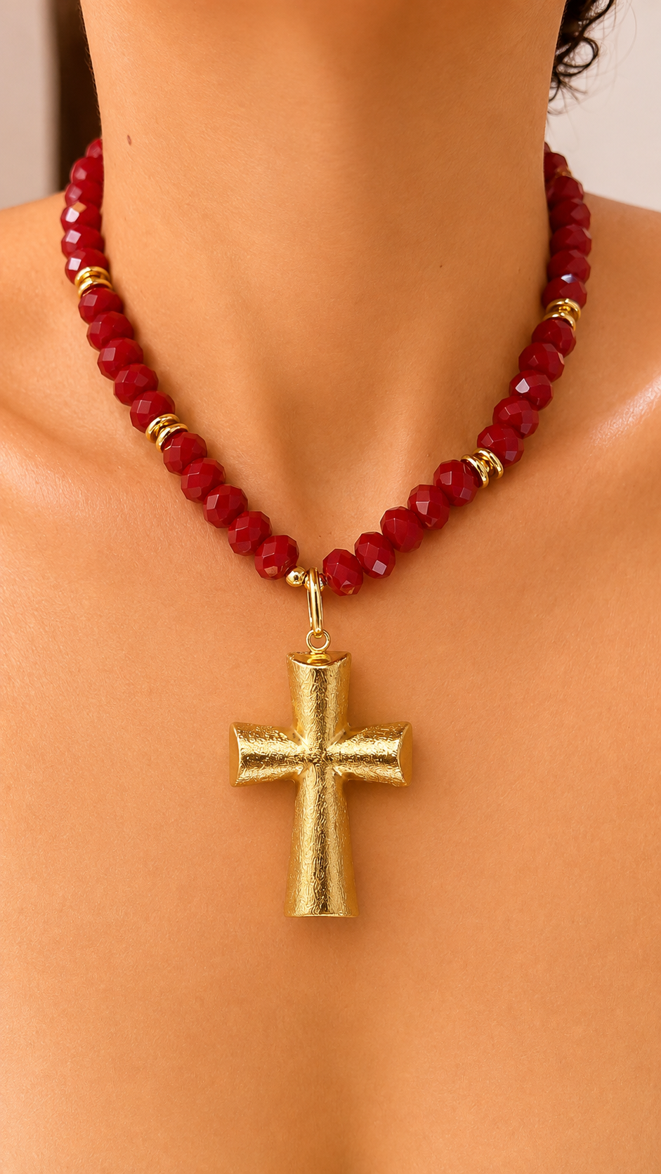 Faceted Crystal Cross Pendant - 7 Colors Available
