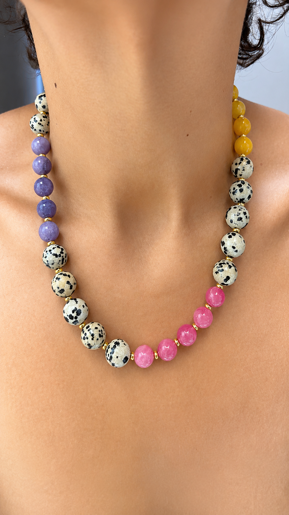 Candy Jade & Dalmatian Jasper Necklace