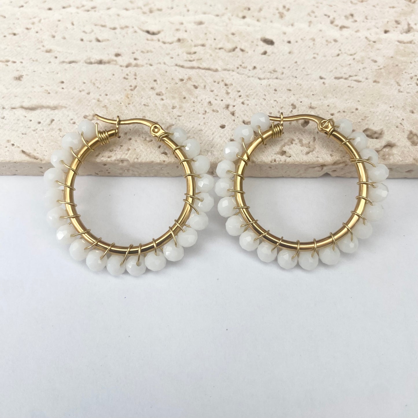 Crystal Beaded Hoops