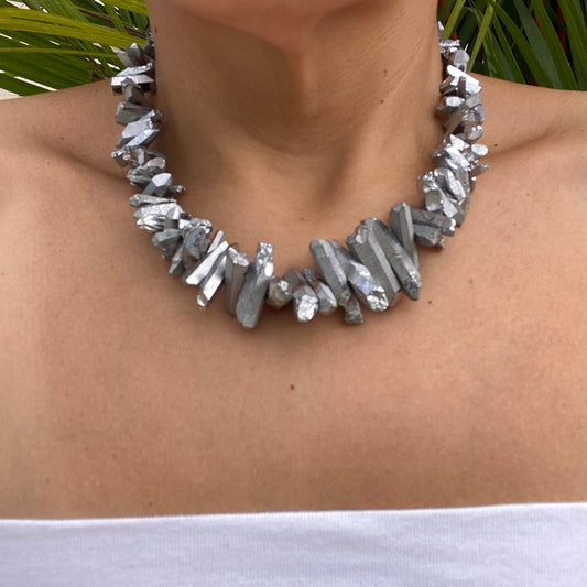 Crystal Quartz Necklace - Silver