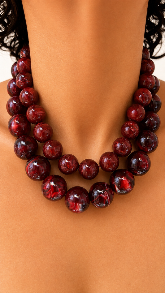 Bubblegum Necklace - Round Cabernet