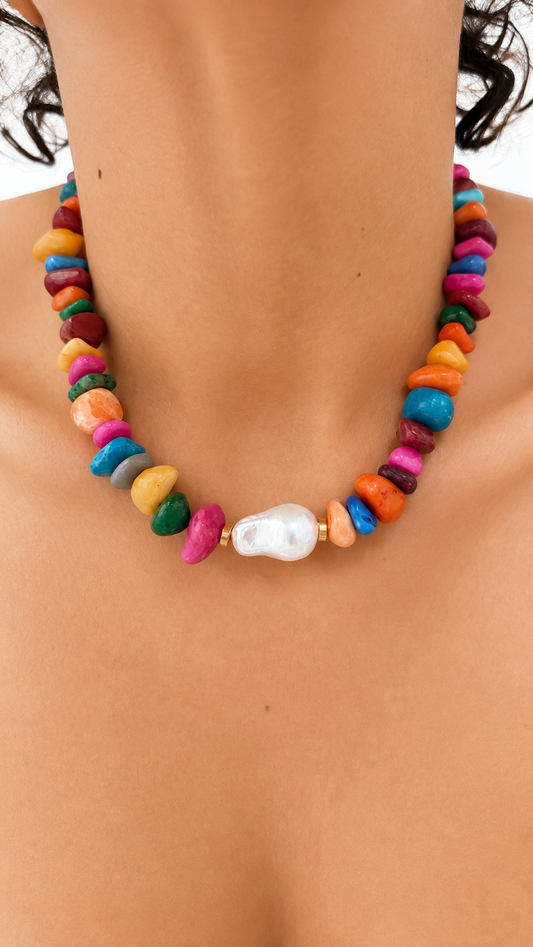 Rainbow Bright Jade Chips and Pearl