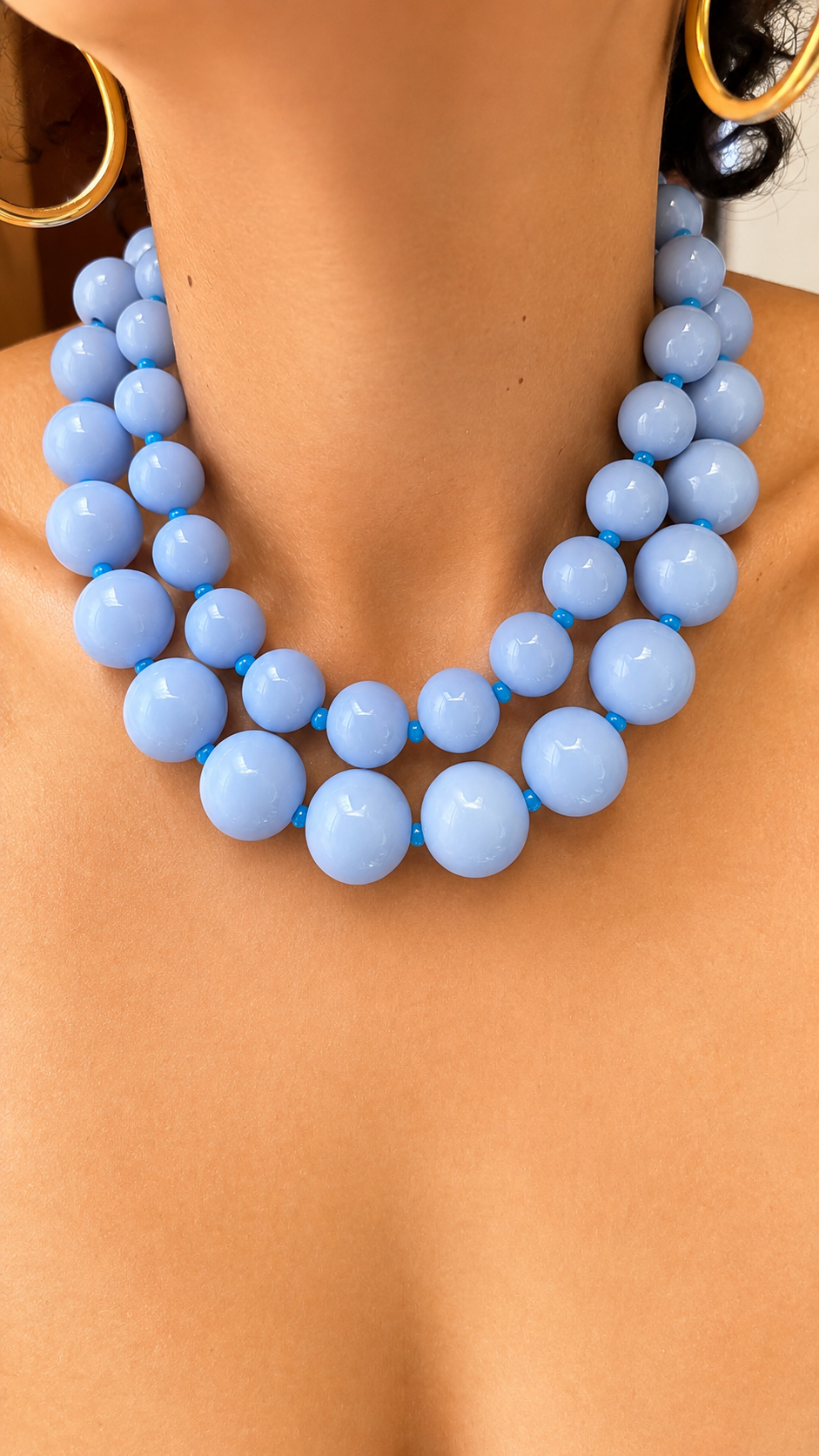 Gum Ball Necklace - Sky Blue with Blue