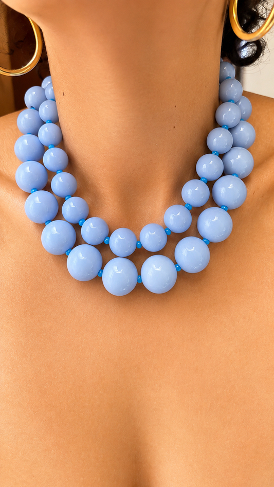 Gum Ball Necklace - Sky Blue with Blue