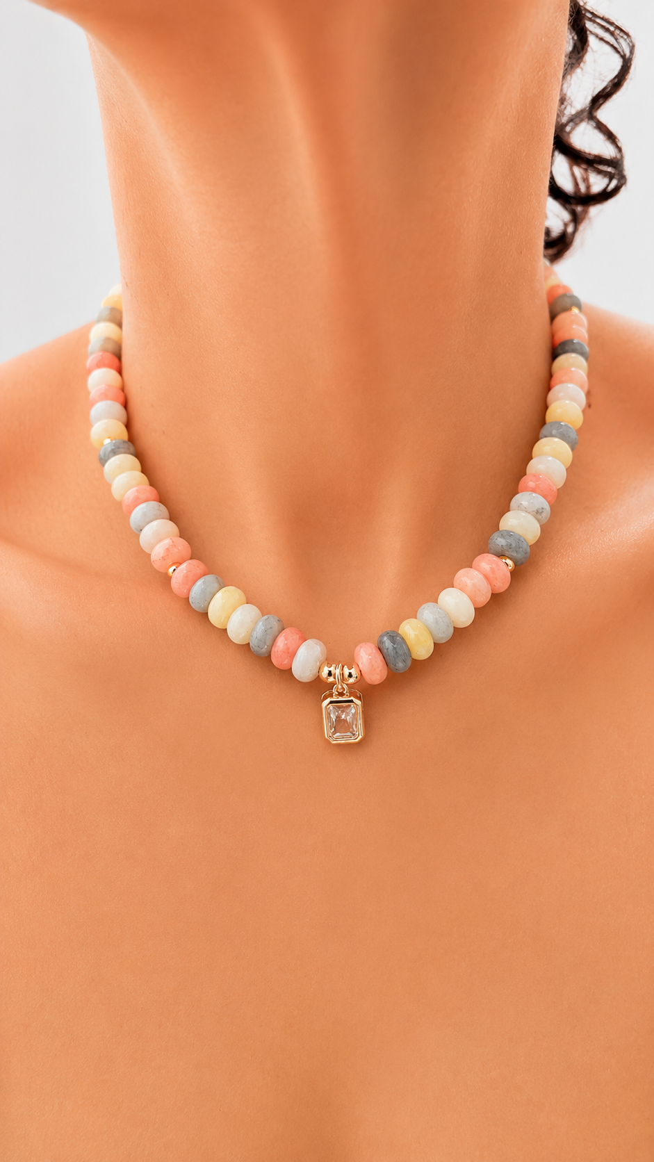 Angie Bezel Necklace - Fall Pastels
