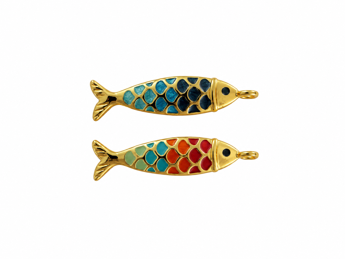 Enameled Loop Fish Pendant