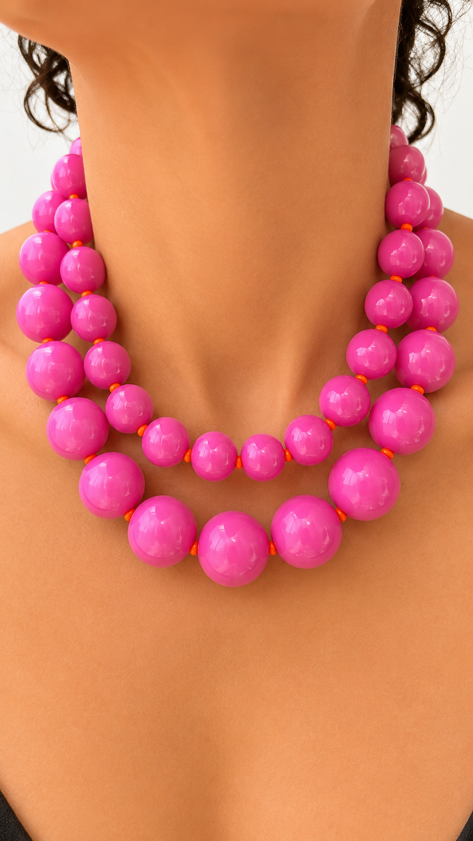 Gum Ball Necklace - Fucsia & Orange