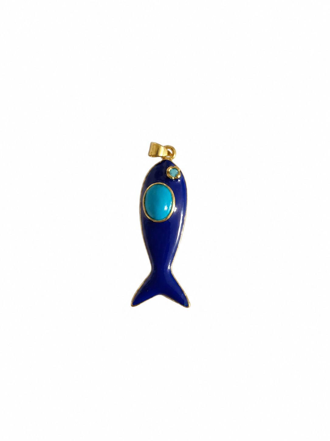 Blue Enameled Fish Charm