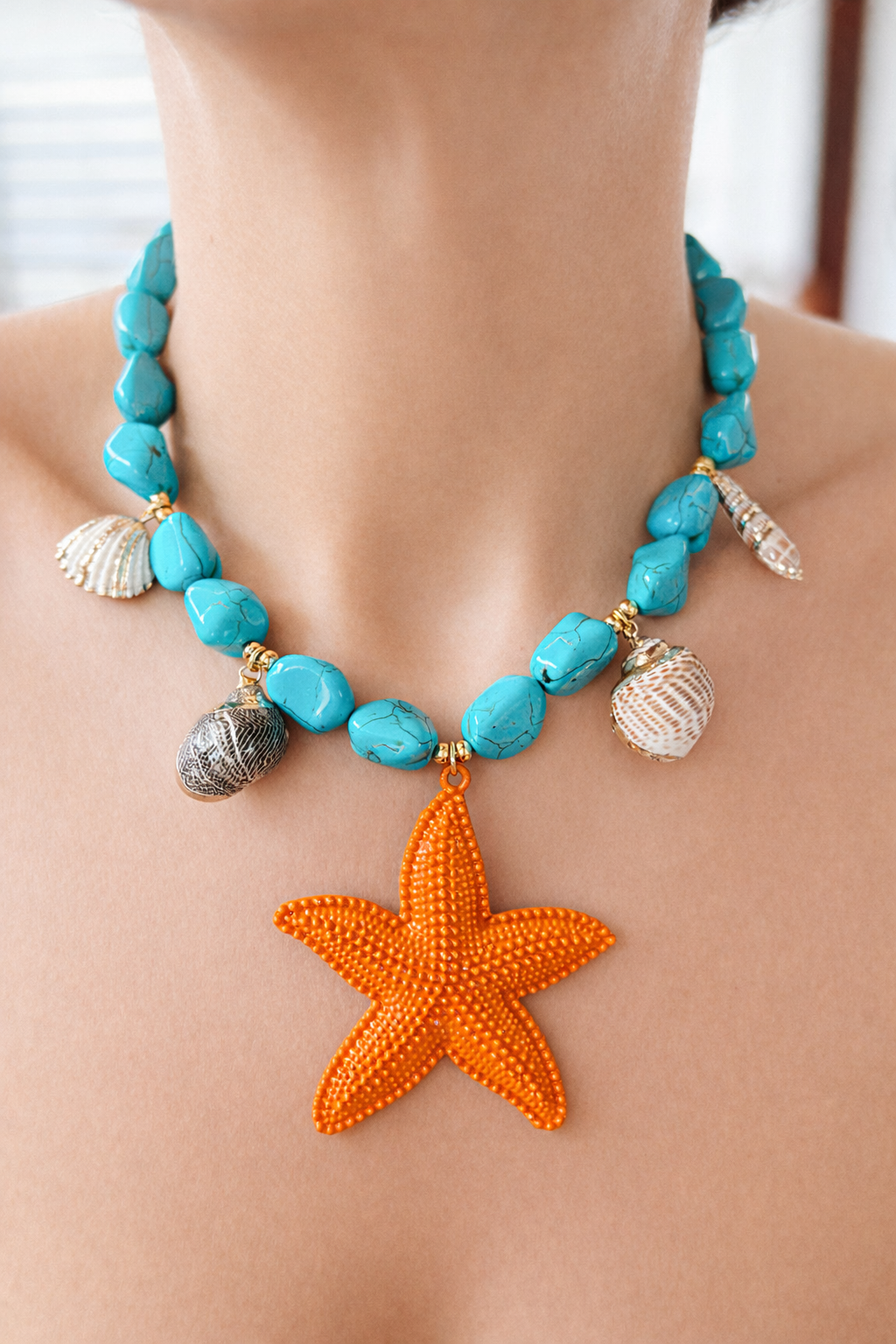 Island Girl StarFish Necklace - Orange