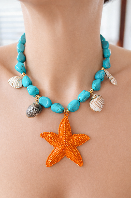 Island Girl StarFish Necklace - Orange