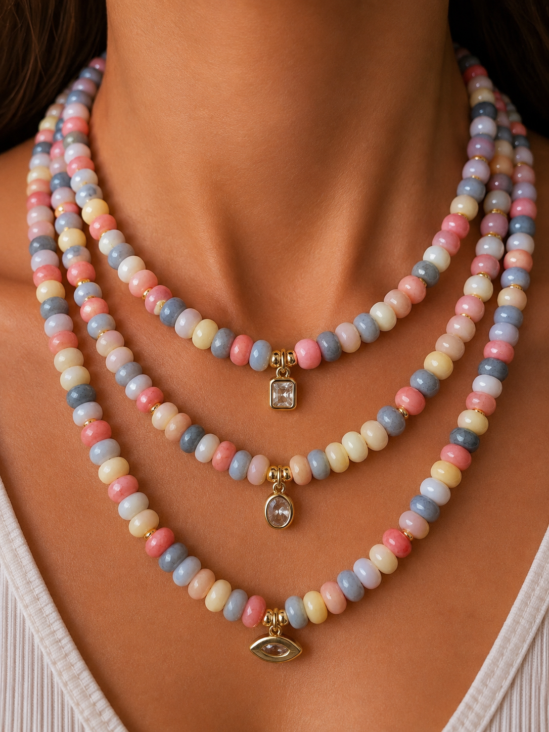 Angie Bezel Necklace - Fall Pastels