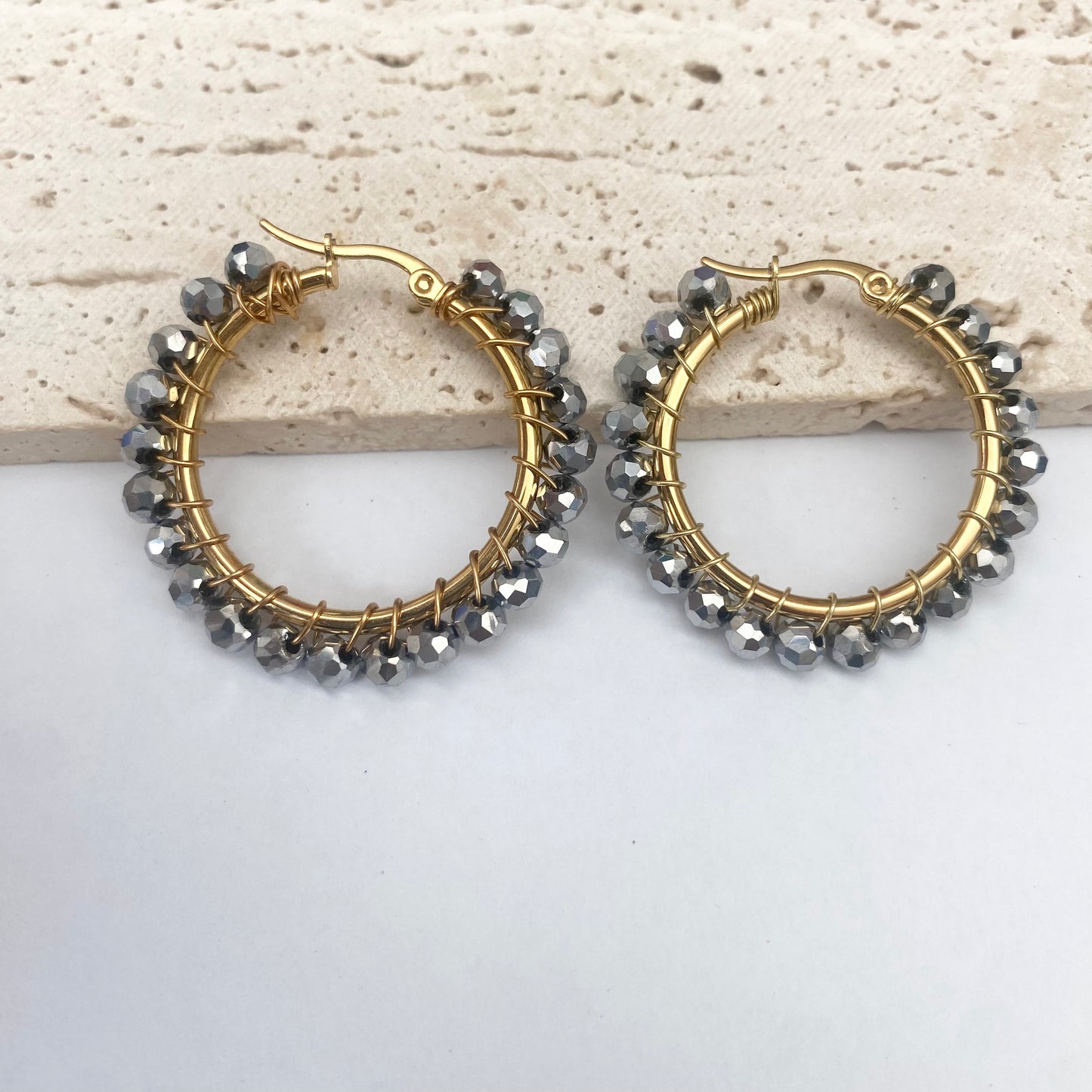 Crystal Beaded Hoops