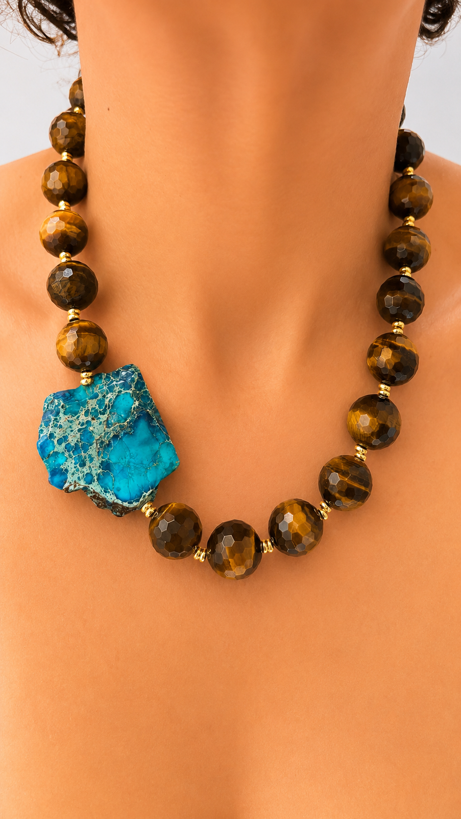 Tiger Eye & Imperial Jasper Necklace