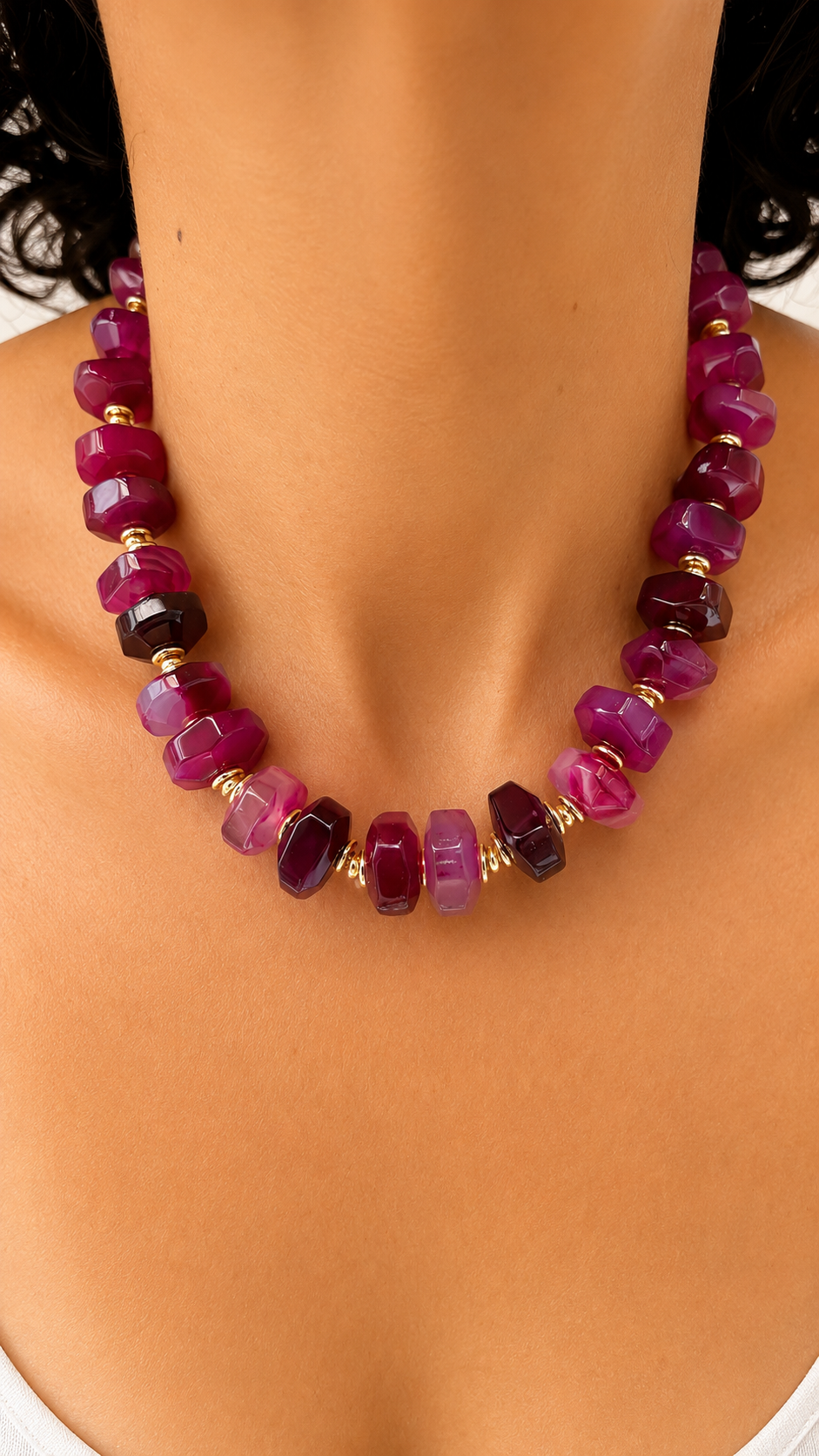 Carmencita Agate Necklace - Magenta
