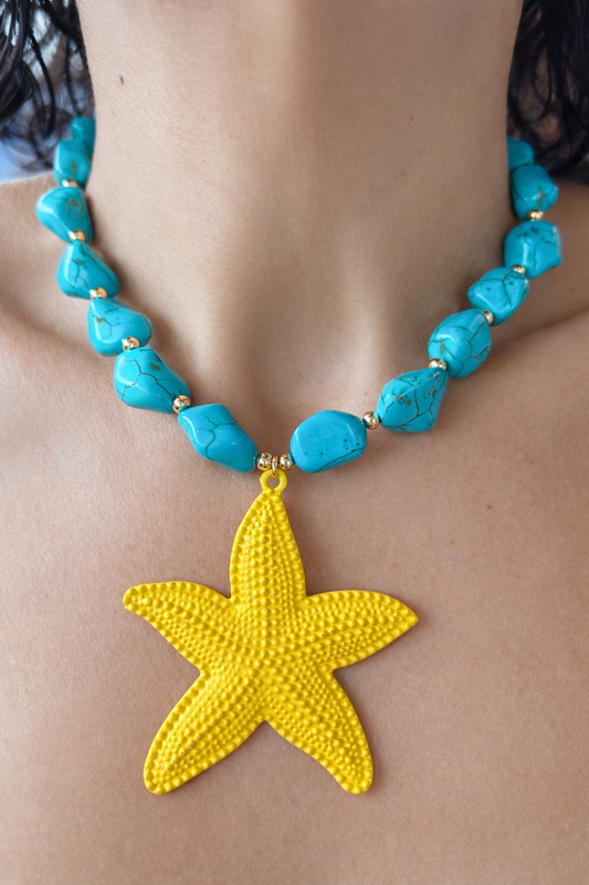 Island Girl Starfish Necklace - Yellow