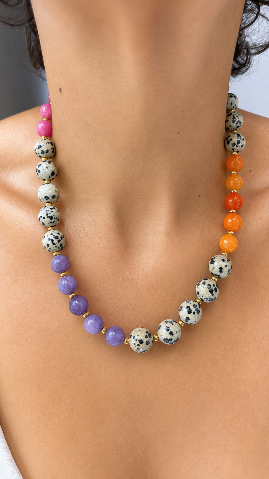 Candy Jade & Dalmatian Jasper Necklace