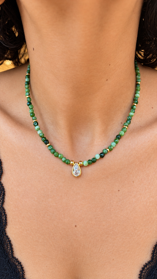 Micaela Candy Jade Bezel Necklace
