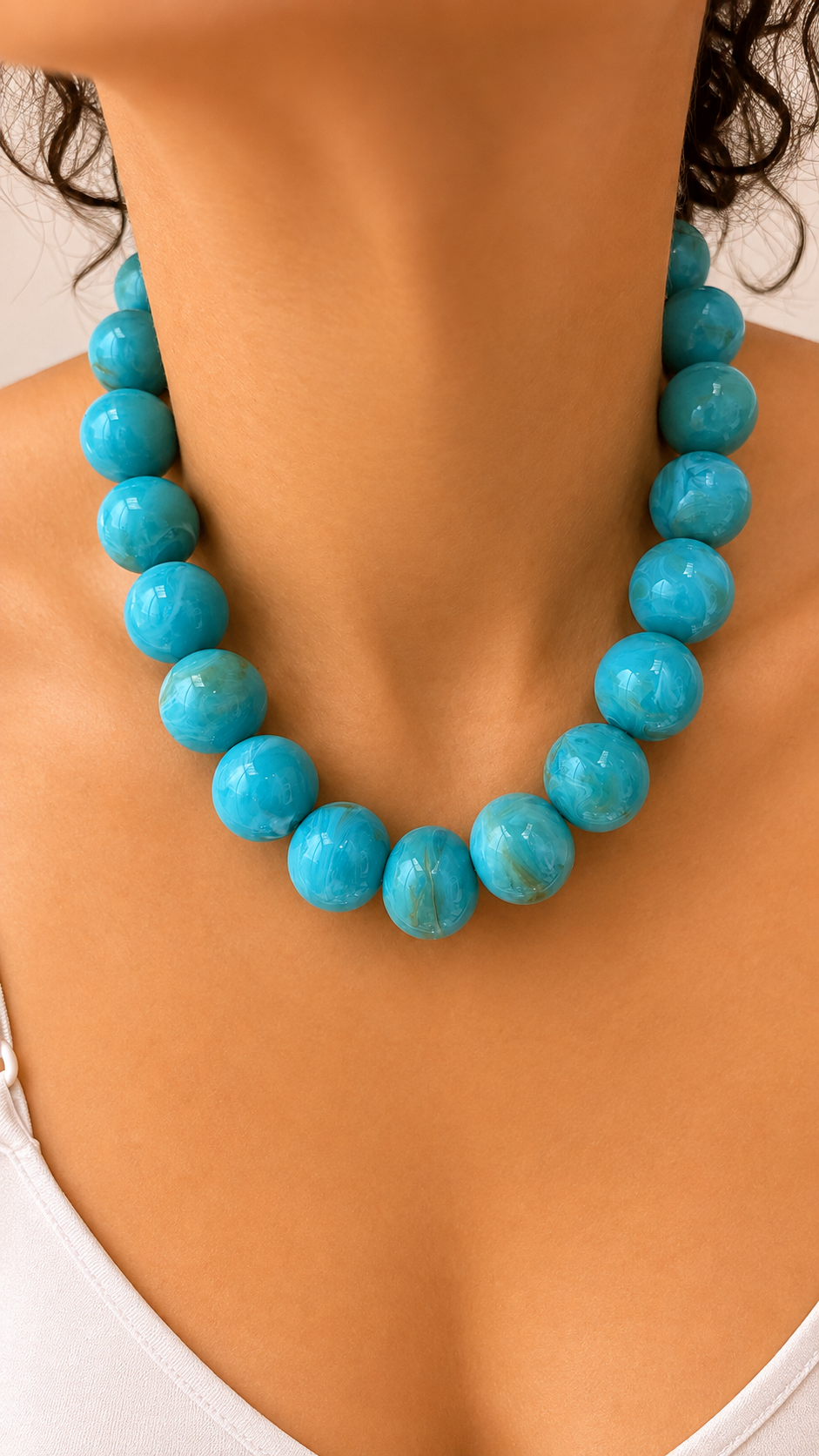 Gum Ball Necklace -20mm- Marbled Turquoise