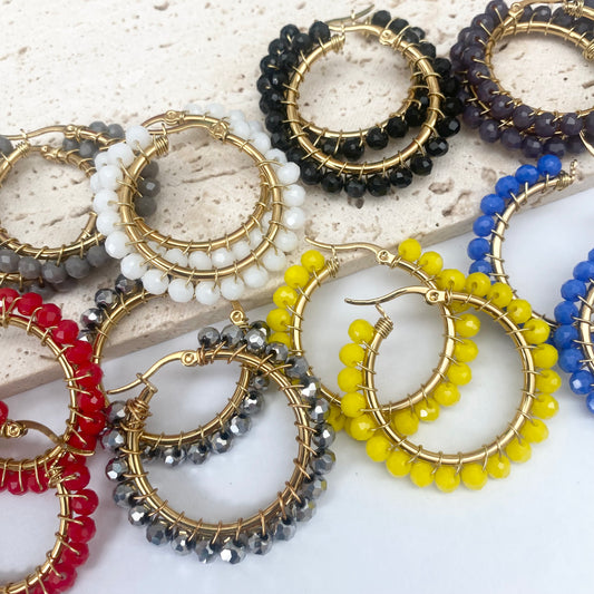 Crystal Beaded Hoops