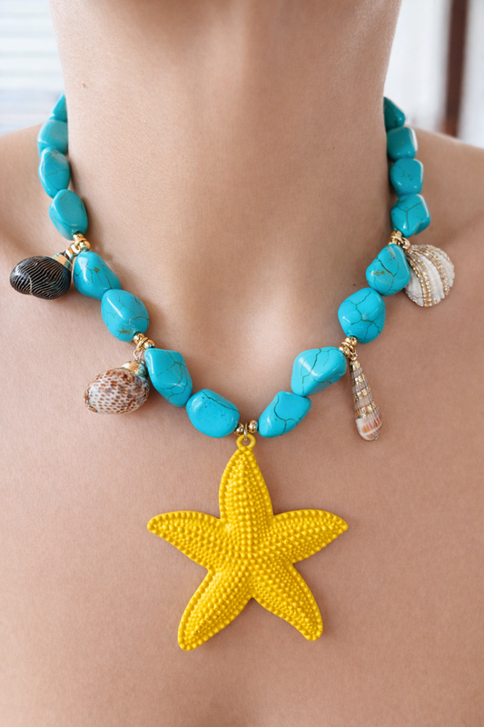 Island Girl Starfish Necklace - Yellow