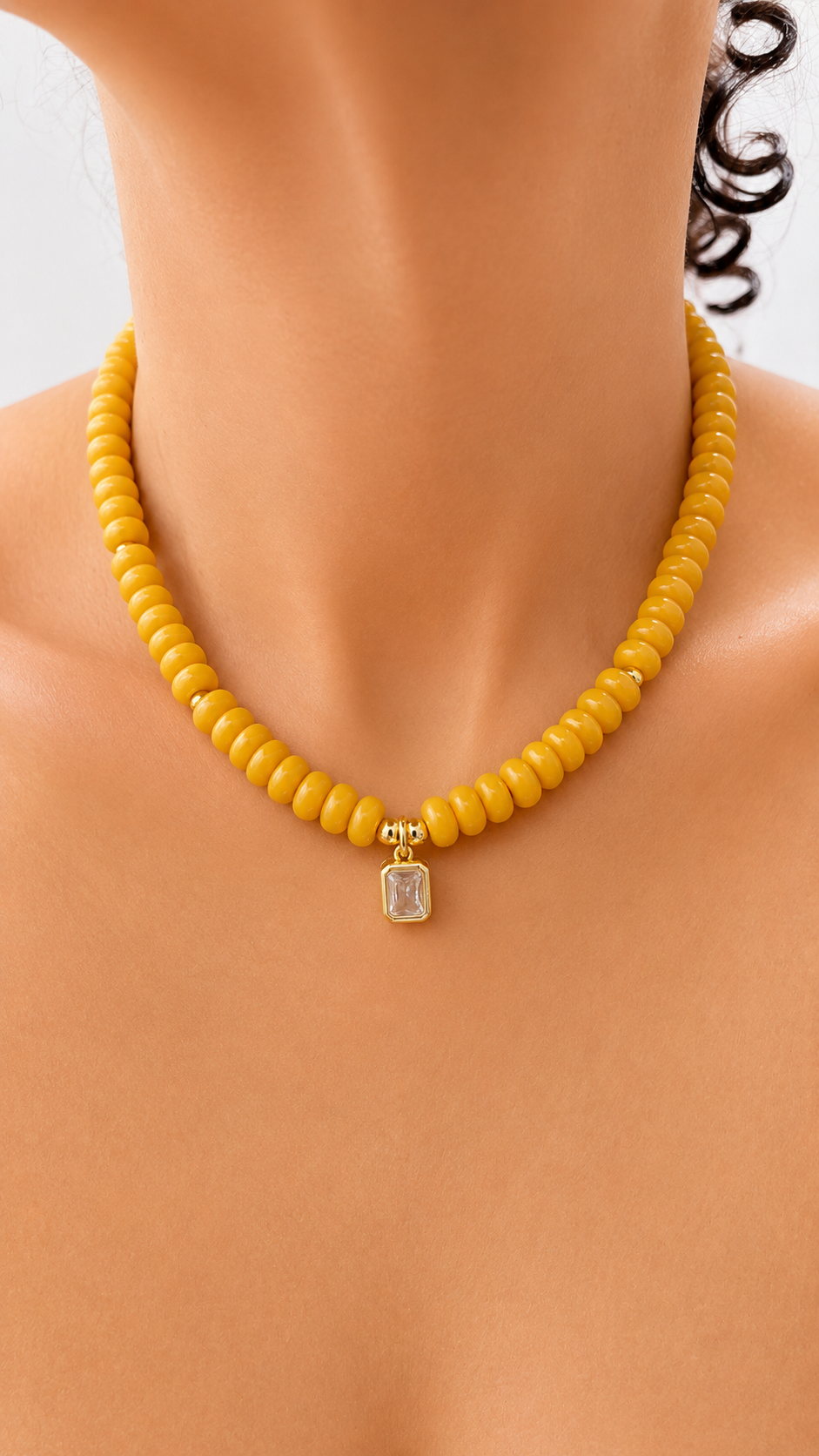 Angie Bezel Necklace - Pumpkin