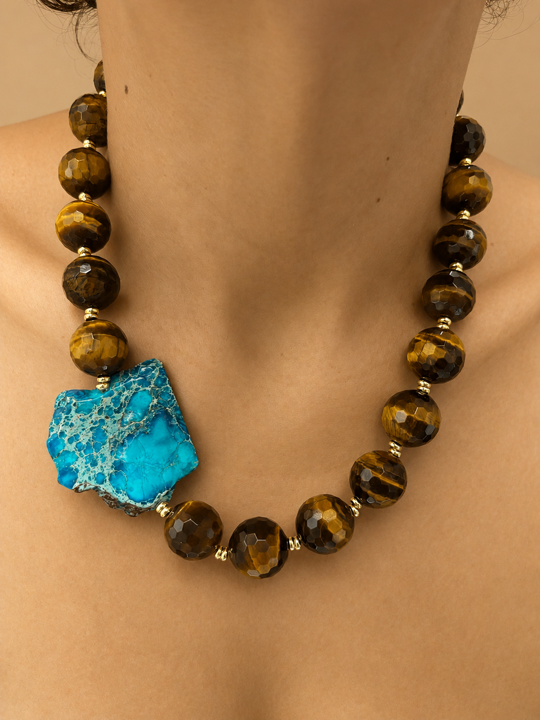 Tiger Eye & Imperial Jasper Necklace