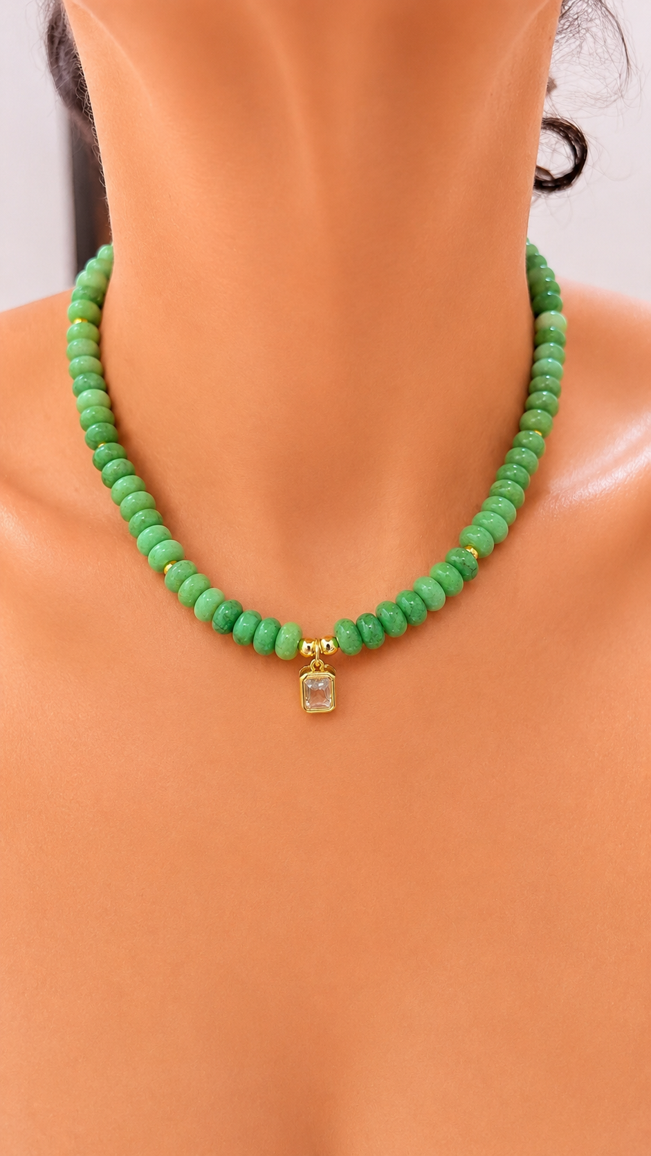 Angie Bezel Necklace - Mint