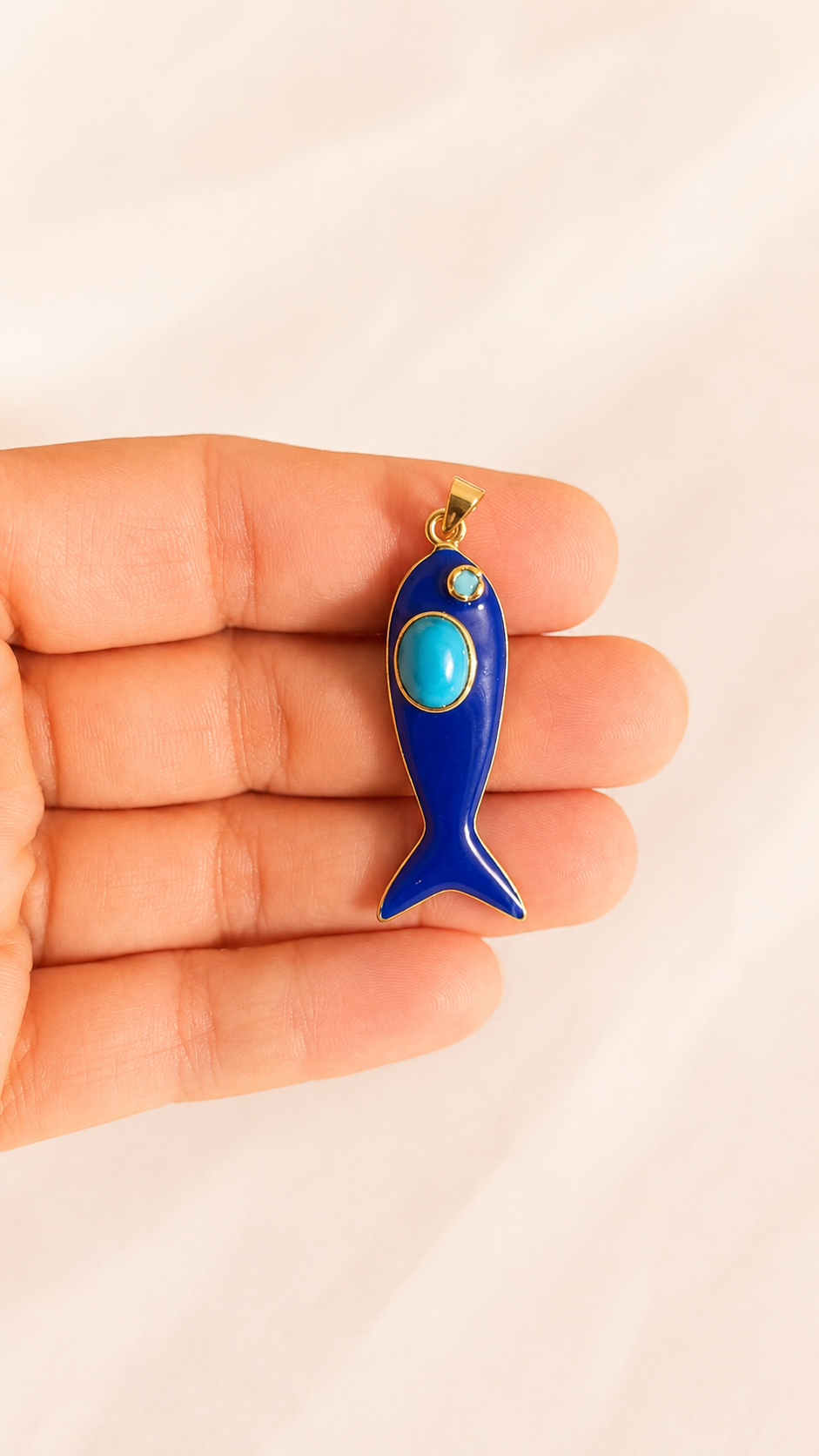 Blue Enameled Fish Charm