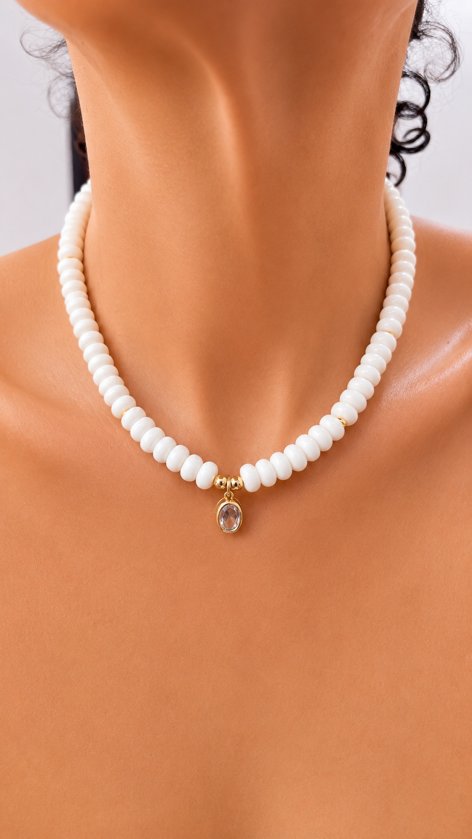 Angie Bezel Necklace - White