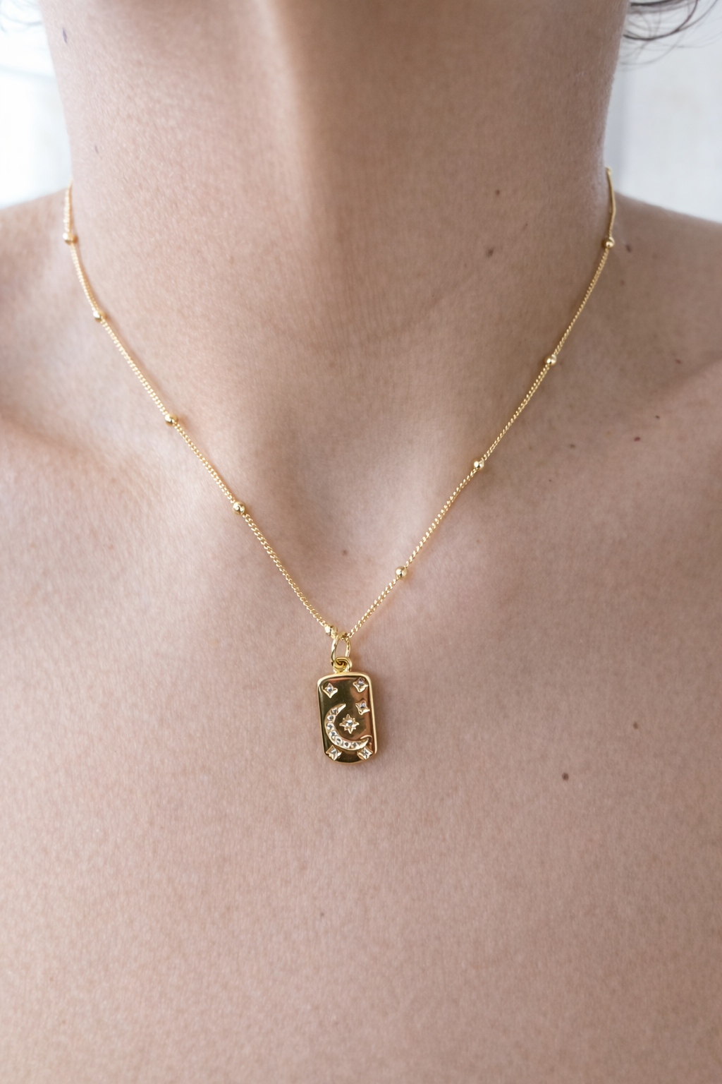 Dainty Moon Charm Chain Necklace