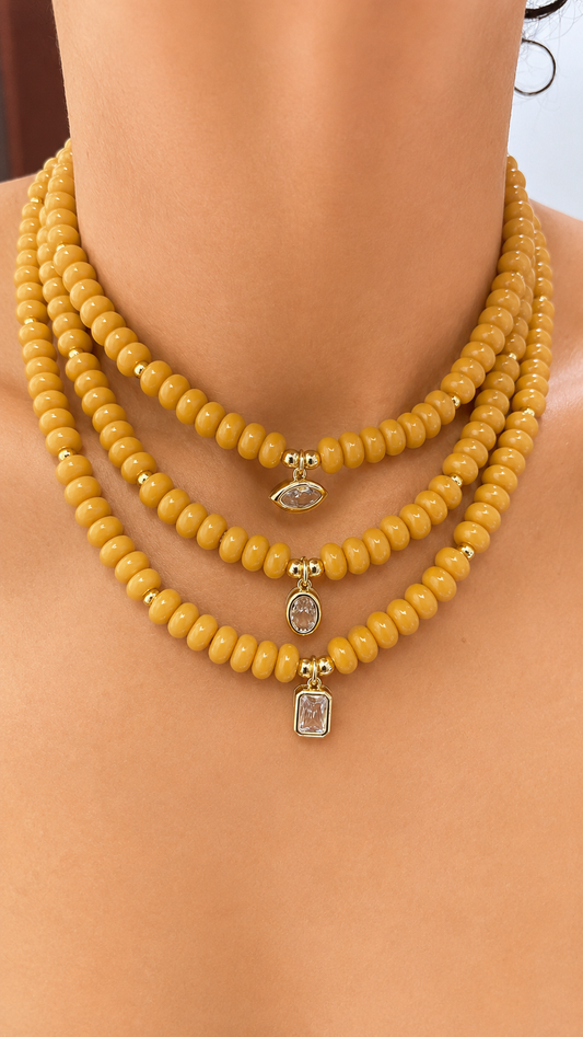 Angie Bezel Necklace - Pumpkin
