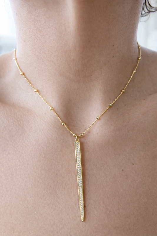 Zirconia Point Chain Necklace