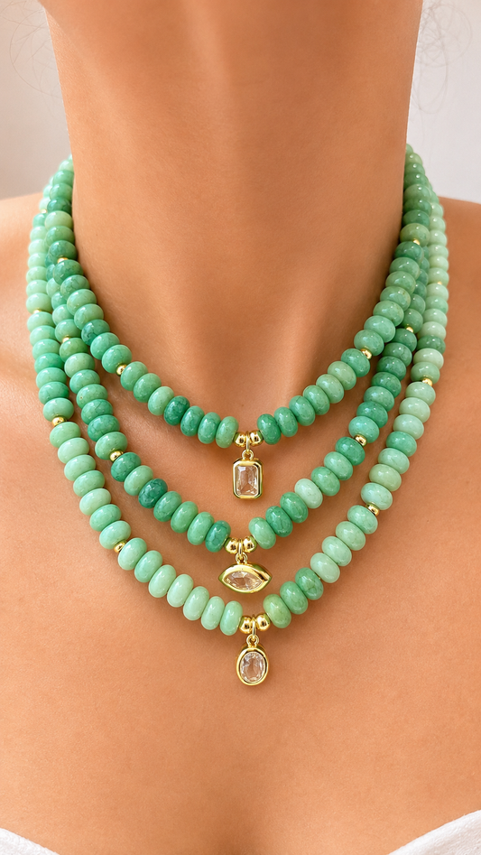 Angie Bezel Necklace - Mint