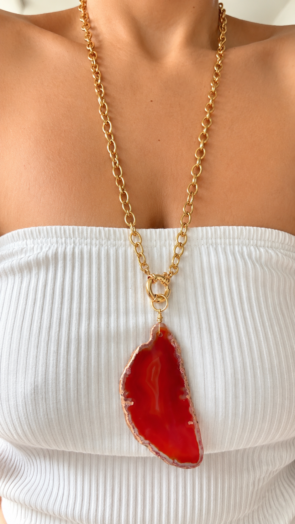 Agate Slab Pendant Chain