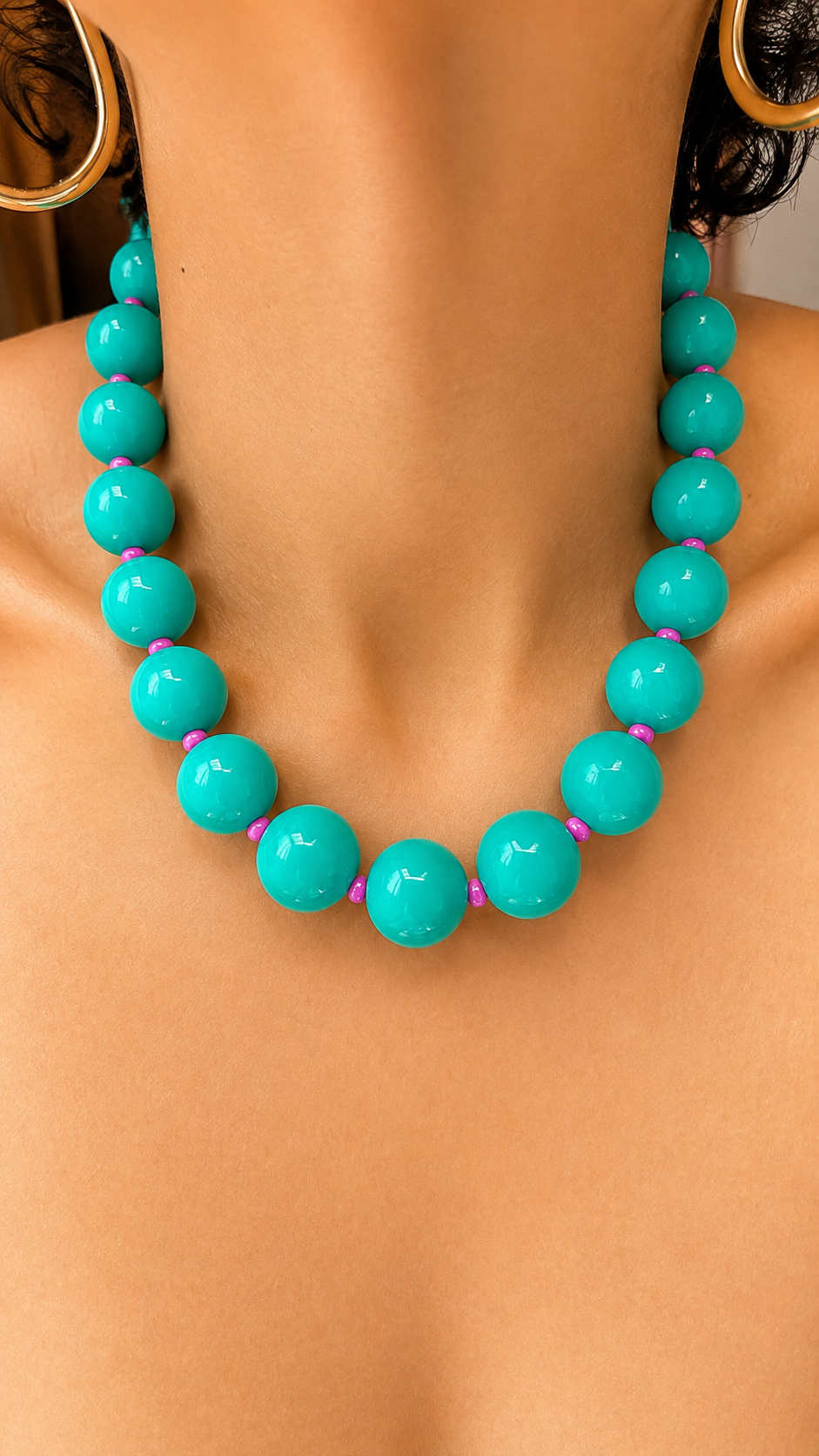 Gum Ball Necklace - 16mm - Teal