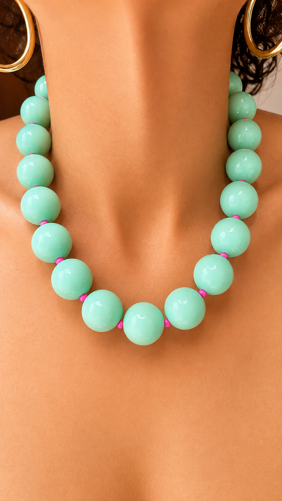 Gum Ball Necklace - 20mm- Mint