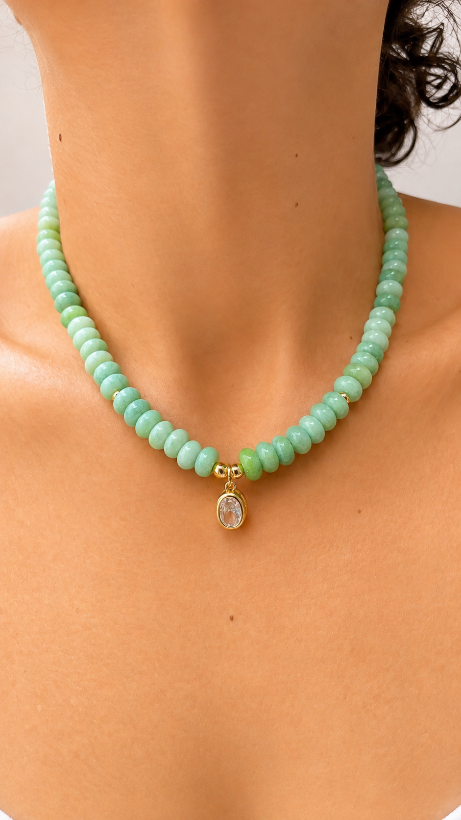 Angie Bezel Necklace - Mint